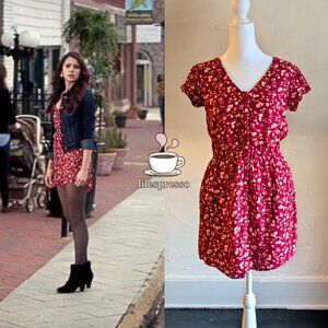 kimchi blue red floral silky sabrina shirt dress ASO the vampire diaries (small)